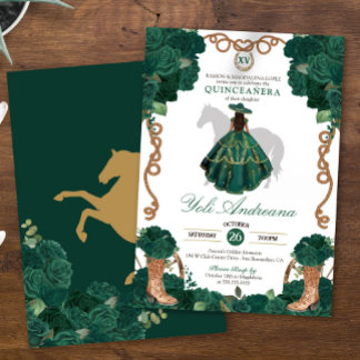 Invitation Emerald Green Roses Charro Vestidos Quinceañera