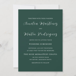 Invitation Emerald Green Script Mariage moderne