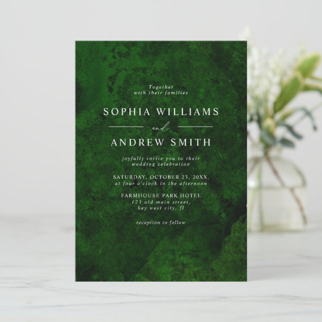 Invitation Emerald Green & Silver Calligraphy (Debout devant)