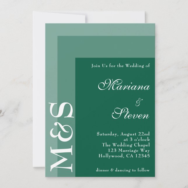 Invitation Emerald Green Simple Moderne Mariage De Script Chi (Devant)