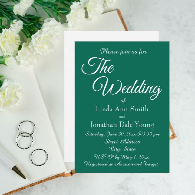 Invitation Emerald Green Simple Style Mariage (In Situ Wedding)