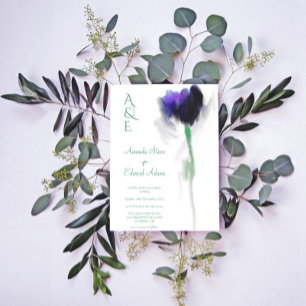 Invitation Emerald Green Tulip Floral Monogramme Mariage