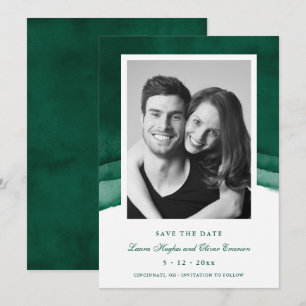 Invitation Emerald Green Watercolor Wedding Enregistrer la da