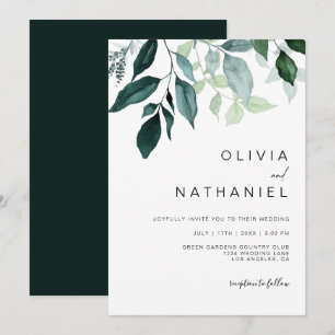 Invitation Emerald Greenery Foliage Feuille Mariage botanique