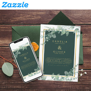 Invitation Emerald Greenery Mariage Botanical Nature Invitati