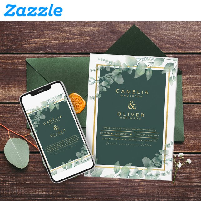 Invitation Emerald Greenery Mariage Botanical Nature Invitati (Créateur téléchargé)