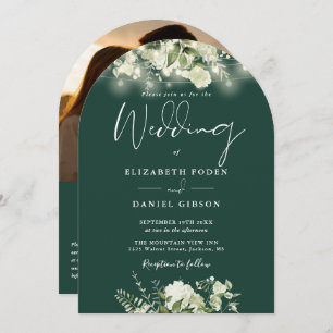 Invitation Emerald Greenery QR Code Photo Arch Mariage