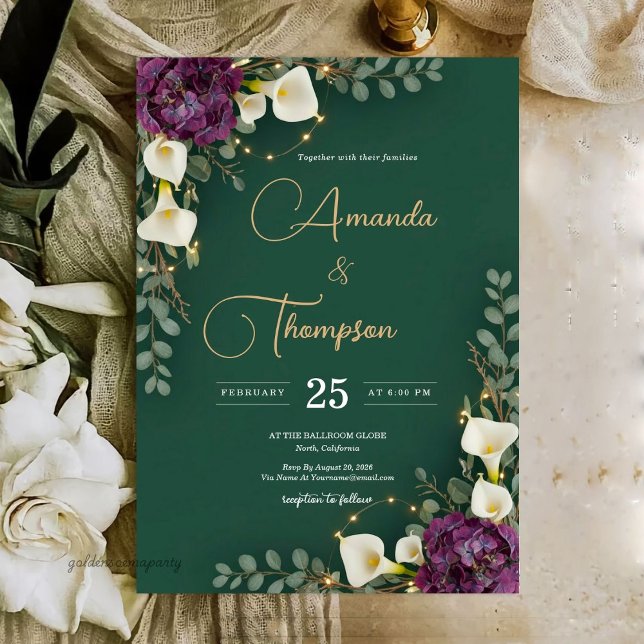 Invitation Emerald & Ivory Botanical Elegance Wedding (Emerald & Ivory Botanical Elegance Wedding Invitation)