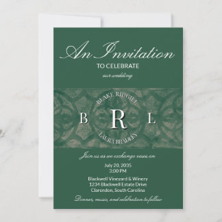Invitation Emerald Lake Automne Muscadine Batik Monogramme pe