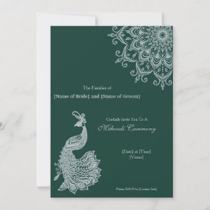 Invitation Emerald Mehndi indien en argent métallique personn