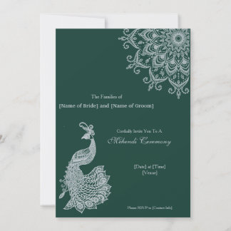 Invitation Emerald Mehndi indien en argent métallique personn