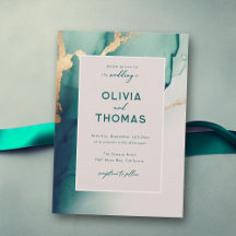 Emerald Modern Frame Élégant Simple Plage Mariage