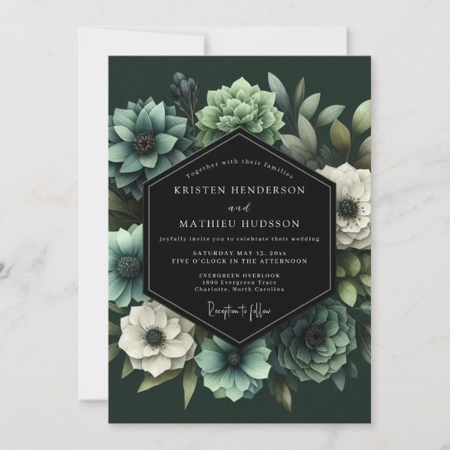 Invitation Emerald Sage Vesper Wedding (Devant)