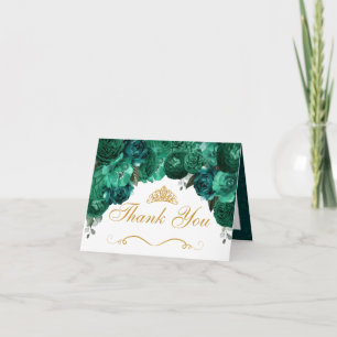 Invitation Emerald Vert Floral Quinceanera Merci