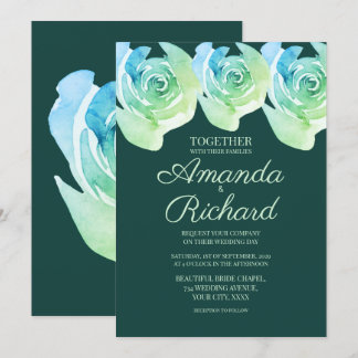 Invitation Emerald vert Rustique Rose Botanique Jardin Mariag