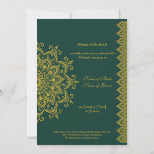 Invitation Émeraude d'or métallique personnalisable Mehendi I