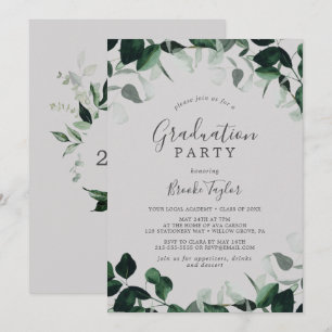 Invitation Émeraude   Grey Graduation Party