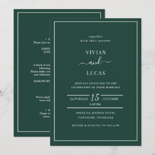 Invitation Émeraude moderne vert Forme Mariage minimal