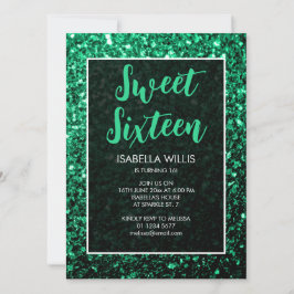 Invitation Émeraude vert émeraude Sweet 16 élégant script