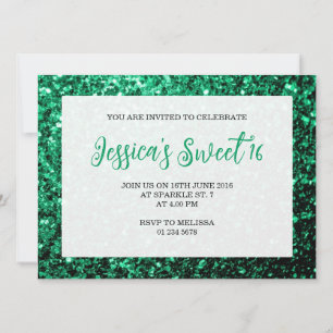 Invitation Émeraude vert émeraude Sweet 16 élégant script