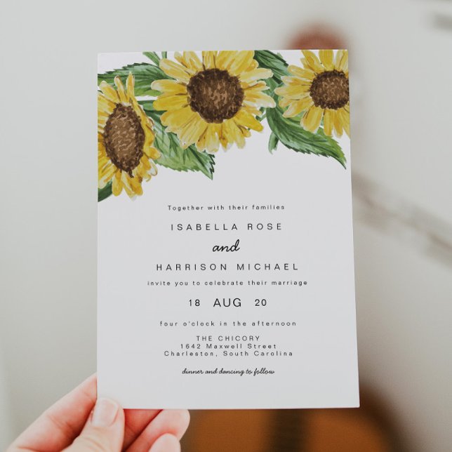 Invitation Emma - Aquarelle Rustique Tournesol Country Grange (Créateur téléchargé)