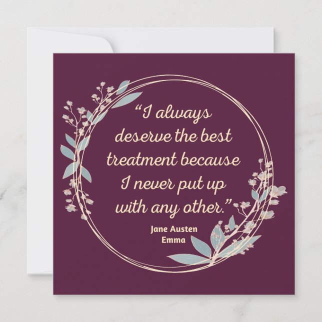 Invitation Emma By Jane Austen Citation II - Style mignon (Devant)