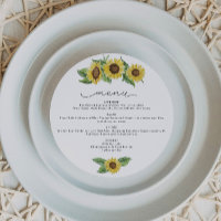 EMMA Russe Watercolor Sunflower Fall Round Menu