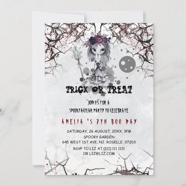 Invitation Emo Gothic Cute Girl Anniversaire (Devant)