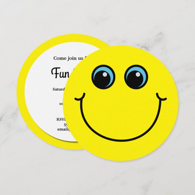 Invitation Emoji de sourire jaune font face à l'invitation de (Devant / Derrière)