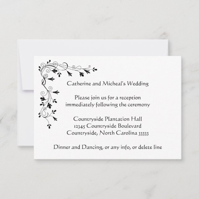 Invitation Emplacement de réception de mariage à motif floral (Devant)