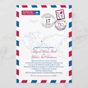 Invitation Emplacements mondiaux de courrier Mariage