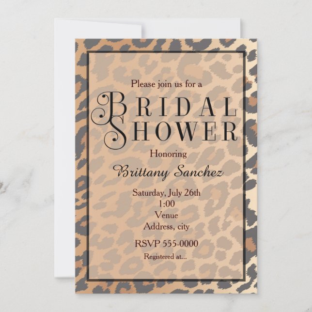 Invitation Empreinte de léopard Cheetah Bridal Sho (Devant)