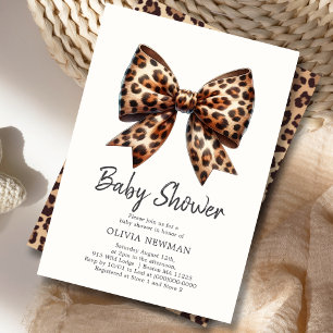Invitation Empreinte de léopard Coquette Bow Baby shower Invi