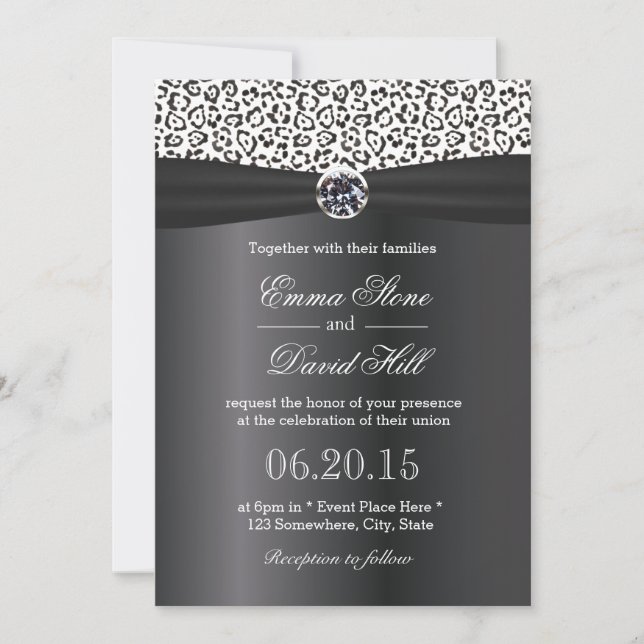 Invitation Empreinte de léopard de neige classique Mariage de (Devant)