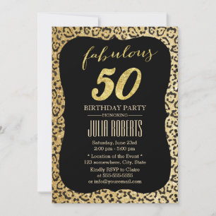 Invitation Empreinte de léopard d'or moderne fabuleux 50 anni