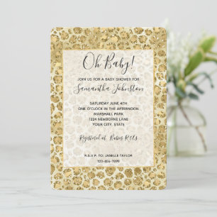 Invitation Empreinte de léopard Glitzy Glam Gold Parties scin