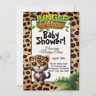 Invitation Empreinte de léopard Wildlife Kitty Baby shower de