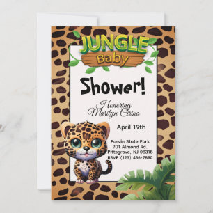Invitation Empreinte de léopard Wildlife Kitty Jungle Baby sh