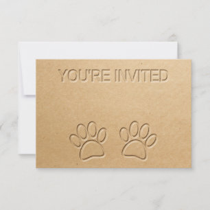 Invitation Empreinte de patte de chien Faux papier embouti