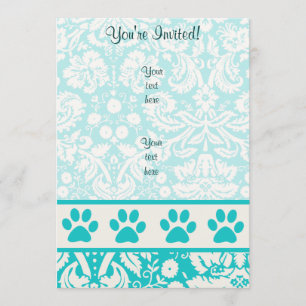 Invitation Empreinte de patte turquoise