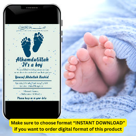 Invitation Empreinte Nouveau-né Garçon Musulman Naissance Ann