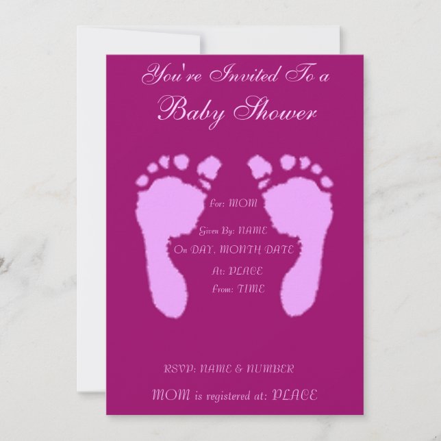 Invitation Empreintes bébé (Fille) (Devant)