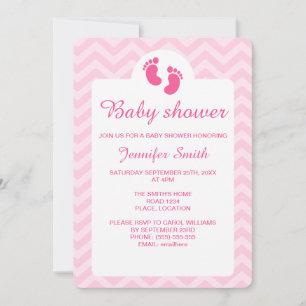 Invitation Empreintes de bébé rose Baby shower en silhouette