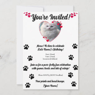 Invitation Empreintes de pattes de photo et de coeur personna