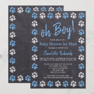 Invitation Empreintes de pattes de tableau noir Baby shower g