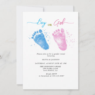 Invitation Empreintes garçons ou filles Fête de révélation de