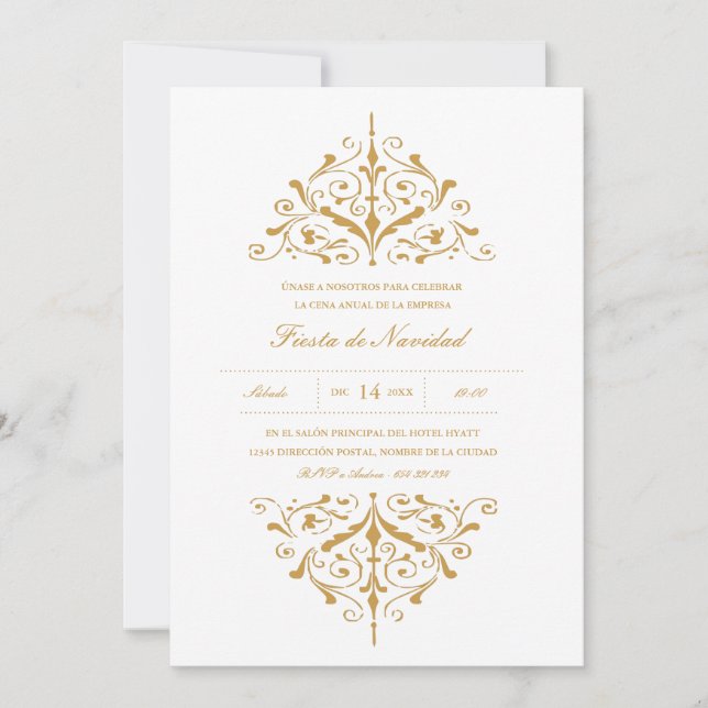 Invitation Empresa Invitación Fiesta elegante del oro (Devant)