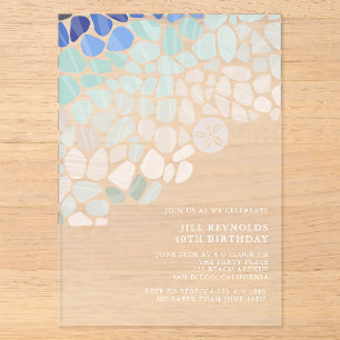 Invitation en acrylique de verre de mer coloré