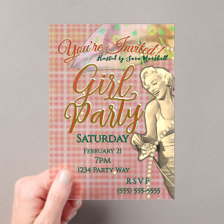 Invitation en acrylique pour soirée entre filles