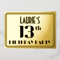 13th Birthday Party: Art Deco Look “13” and Name